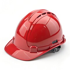 A red hard hat safety object, isolated on white