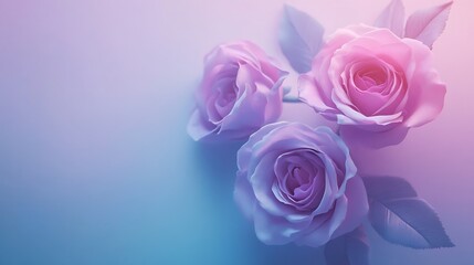 Close up shot of lavender roses with soft blue and pink image