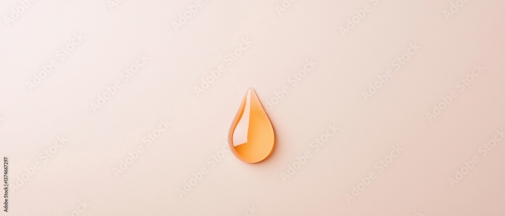 Poster minimalistic illustration of a single orange tear-shaped object on a plain white background. the obj