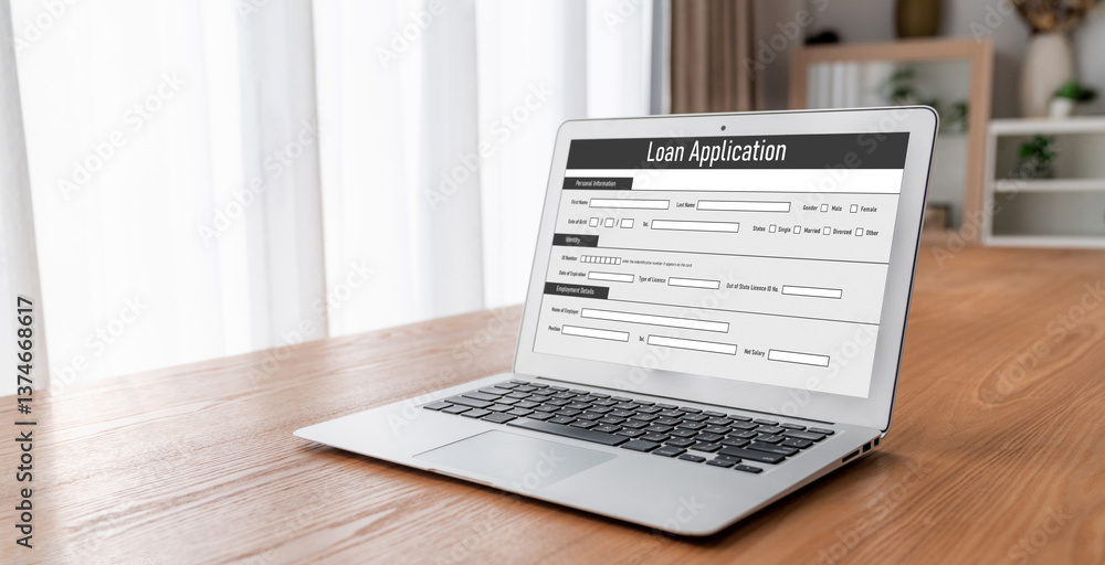 Poster online loan application form for modish digital information collection on the internet network