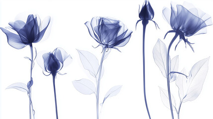 Navy x-ray roses collection on white