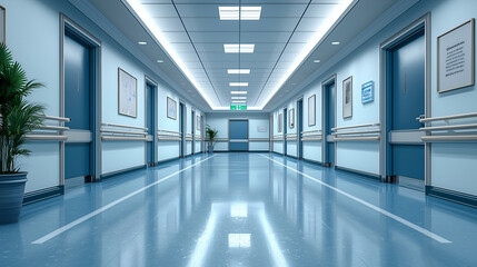 <Modern Hospital Hallway — Clean and Bright Healthcare Interior Design>
