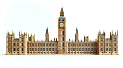 Fototapeta premium Iconic Big Ben and Houses of Parliament: Historic London Landmark in Evening Light - Gothic Revival Architecture and Cityscape Skyline