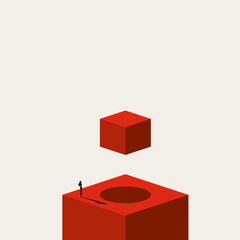 Obraz premium Business struggle and impossible task vector concept. Symbol of challenge, difficulty. Minimal design eps10 illustration.