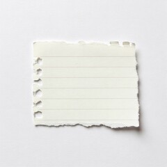 Fototapeta premium Torn sheet of lined paper with jagged edges on white background. Ready space for text or notes. Minimalism, paper texture.