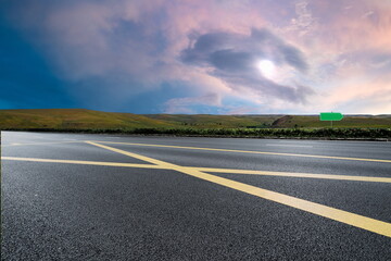 Fototapeta premium sunset cloud park road landscape nature outdoor travel 