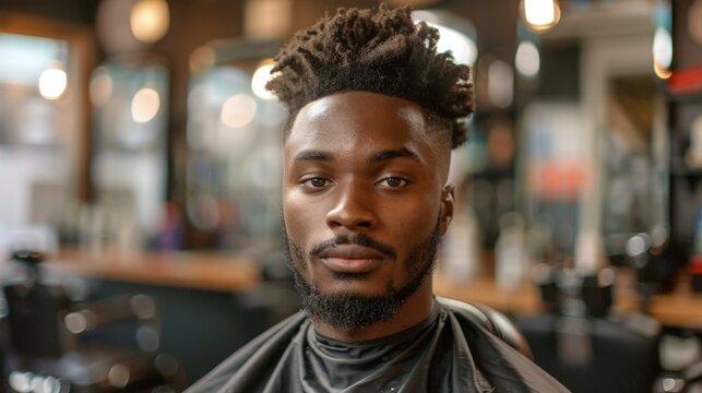 Man with stylish beard and haircut receiving grooming at a barbershop