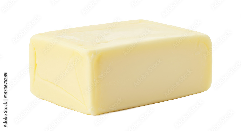 Poster a single block of butter sits isolated against a black background in a studio shot image