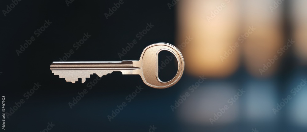 Aufkleber close-up of a key. the key is in focus, while the background is blurred. the focus is on the key, wh
