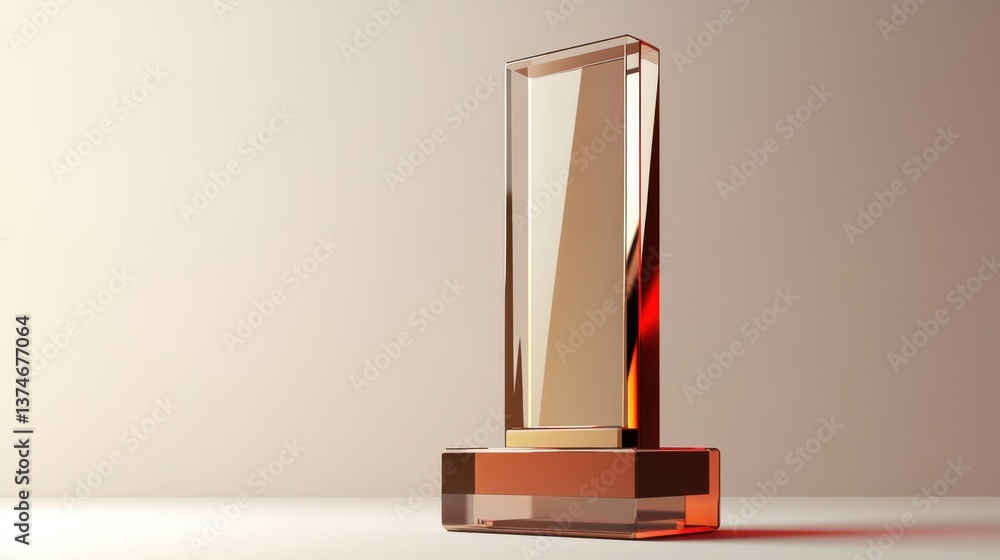 Aufkleber create a realistic model of an awards with a rectangular and flat shape, transparent methacrylate te
