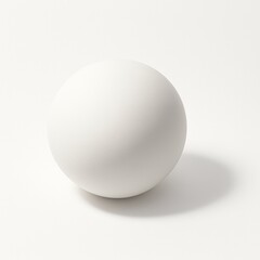 Minimalist white matte sphere casting soft shadow on light neutral background in studio lighting