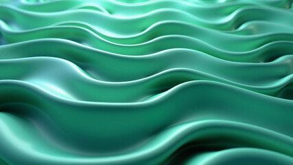 Obraz premium Three dimensional render of green and blue wavy pattern