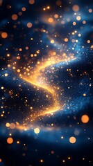 Swirling Blue and Gold Hues with Sparkling Orbs of Light

