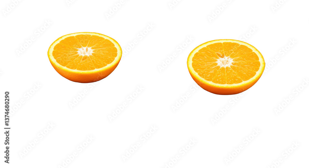 Poster two orange halves displayed against a stark black backdrop creating a simple yet striking compositio