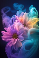 Colorful flowers with ethereal swirls create a dreamy composition in this artwork
