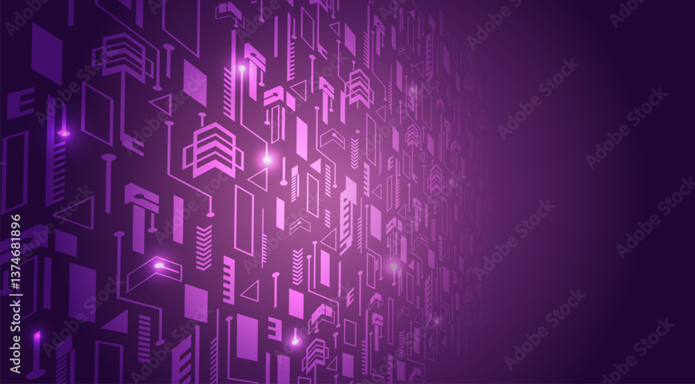 Aufkleber futuristic abstract background with glowing purple geometric patterns. perfect for technology, digit