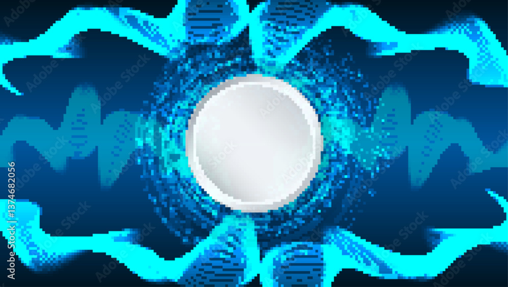 Poster Great for design banner, presentation. Abstract futuristic background with smooth wavy lines and glowing elements. Elegant blue gradient creates a technological, digital and innovative atmosphere.