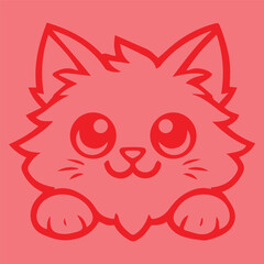 vector illustration of a cartoon cat, cat head line art vector illustration