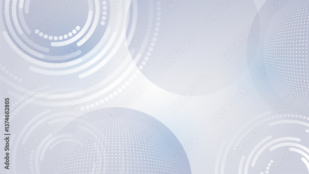 Poster Abstract design consisting of circles, shadows, particles, dots and lines on a gray background. Technological futuristic concept. High-tech communication design for presentation or banner.