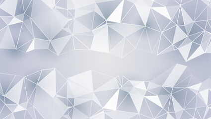 Abstract geometric background with low poly triangle shapes in grey and white tones. Modern minimalist design is perfect for tech, business and digital projects.