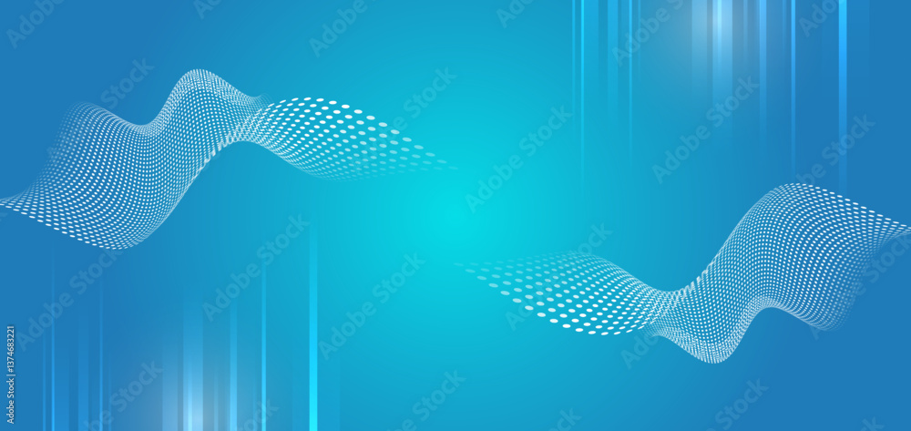 Aufkleber Data transfer and protection, internet communication on blue background. High-tech computer design. Modern vector science presentation. Abstract lines, waves futuristic concept.