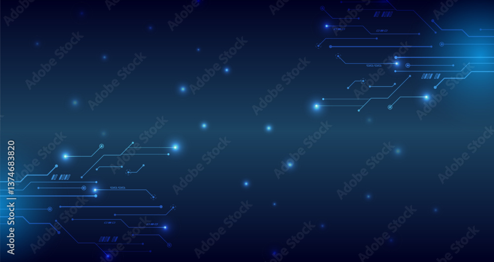 Leinwandbilder the abstract circuit board is on a blue background. hi-tech digital technology and engineering conce