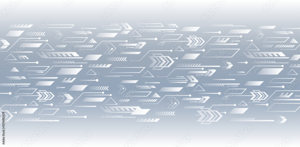 Poster Perfect for technology, digital innovation and cyber themes. Sci-fi technology on a purple background. Futuristic abstract gray background with light geometric patterns.
