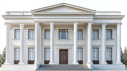 Fototapeta premium Luxurious Classical Mansion with Neoclassical Columns and Exquisite Facade in Urban Real Estate Marvel
