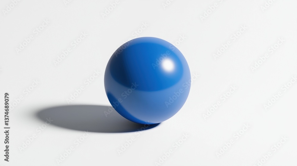 Poster 3d rendering of a blue sphere on a white background. the sphere is spherical in shape and appears to