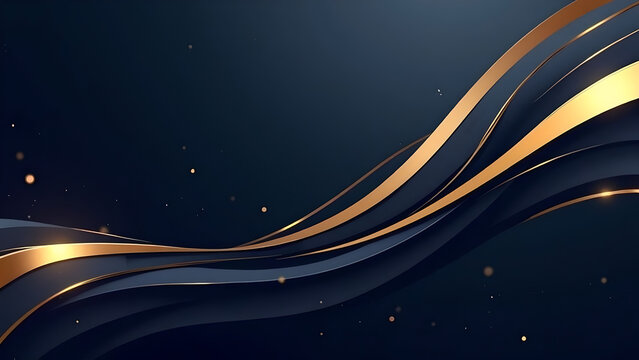Luxury Glowing Curved Lines on Dark Blue Background: Premium Award Design Template
