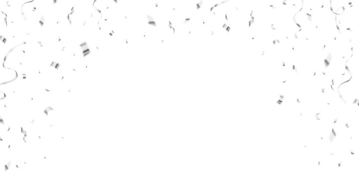 Beautiful celebration party png with silver falling confetti on transparent background.