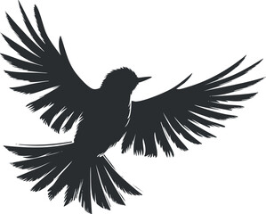 Obraz premium Silhouette of a bird in flight with wings fully spread, capturing a sense of freedom.