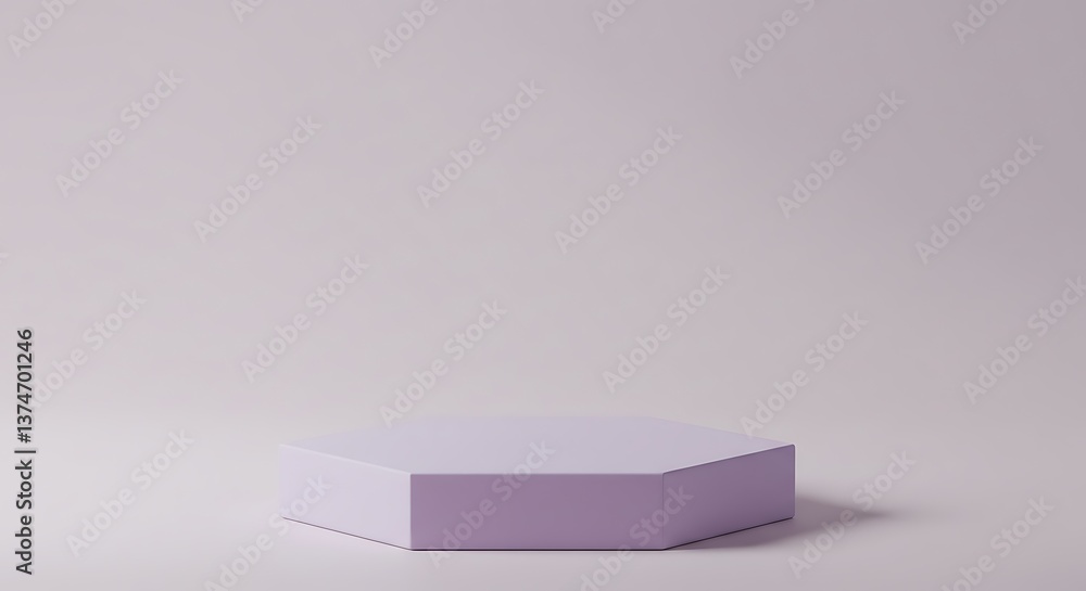 Poster isolated lilac hexagonal podium on light background for product display
