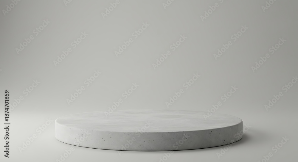 Aufkleber presenting circular concrete display platform for product showcase and mockups