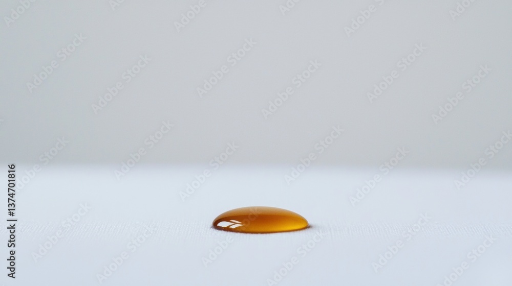 Poster close-up of a single drop of water on a white surface. the drop is oval-shaped and appears to be mad