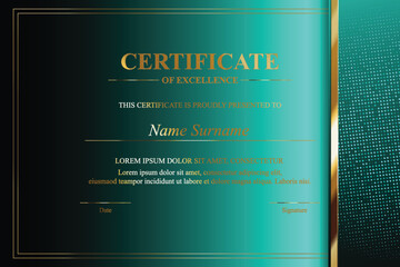 Teal and Gold Certificate of Excellence