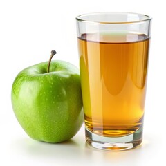 green apple juice on white background, isolated