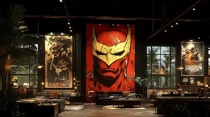 Superhero Mural Loft Interior.
