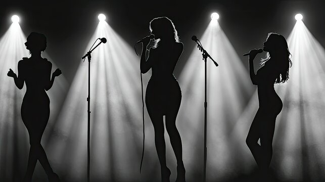 Singer Silhouettes - Elegant singer silhouettes on stage, ideal for music, performance, and entertainment-themed projects.