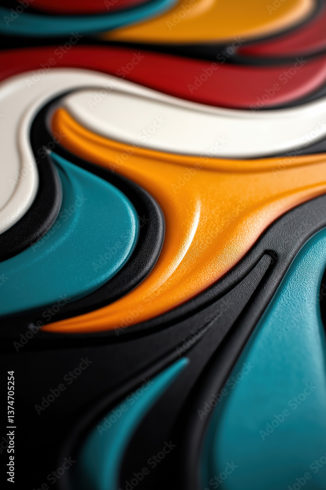 Aufkleber colorful abstract design featuring flowing lines and vibrant shapes in textured layers