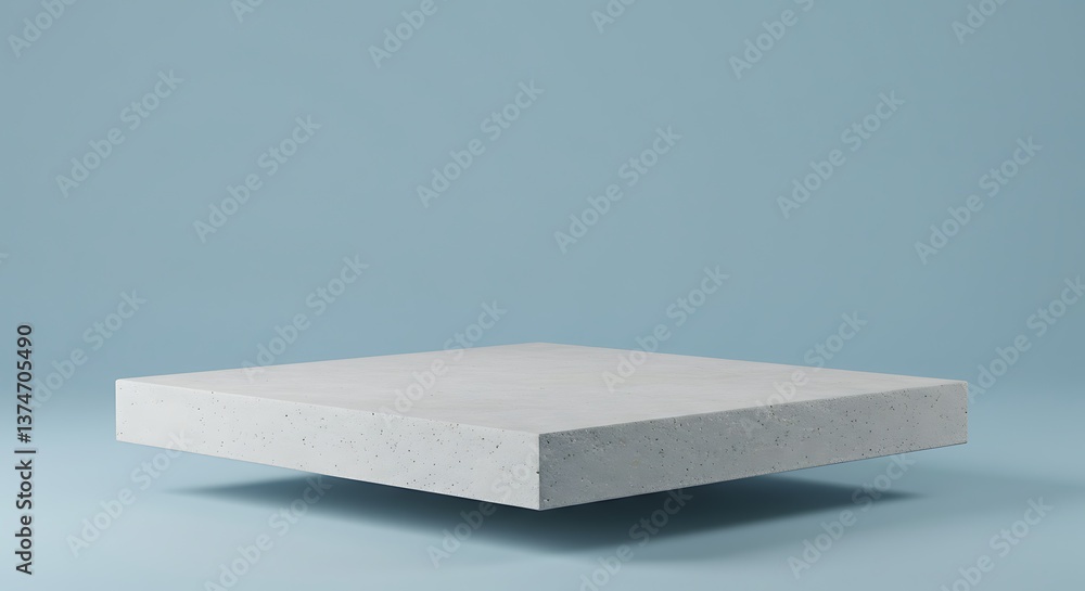 Aufkleber floating square concrete platform with soft blue background for product display
