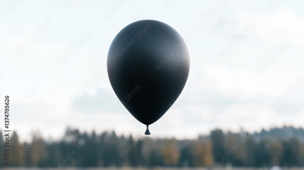 Aufkleber close-up of a large black balloon floating in the sky. the balloon appears to be inflated and is in 