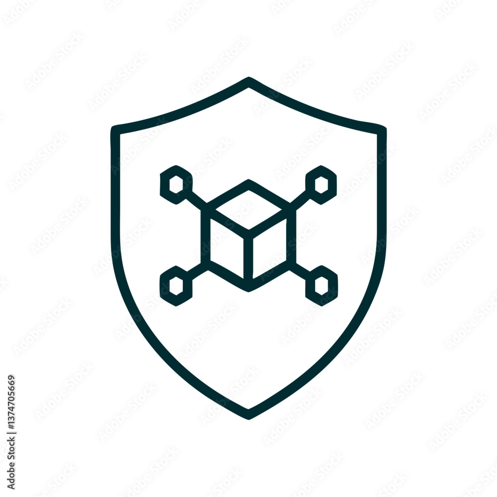 Poster shield icon representing network security and protection