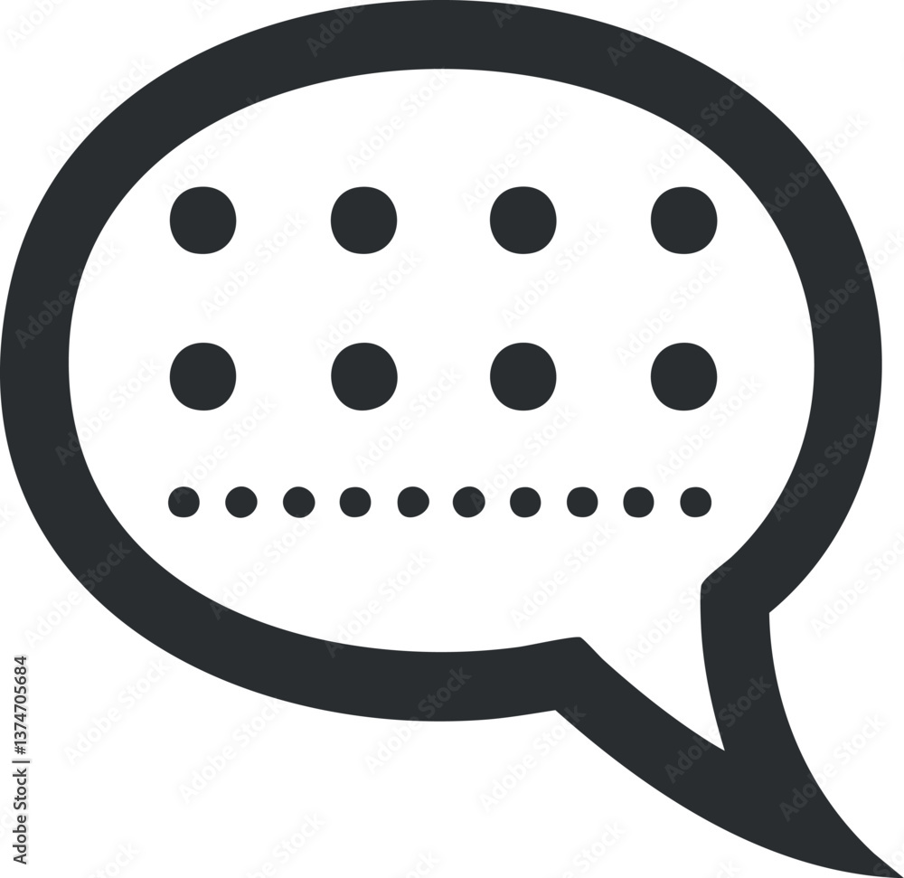 Poster black and white speech bubble containing morse code dots and dashes, symbolizing communication.