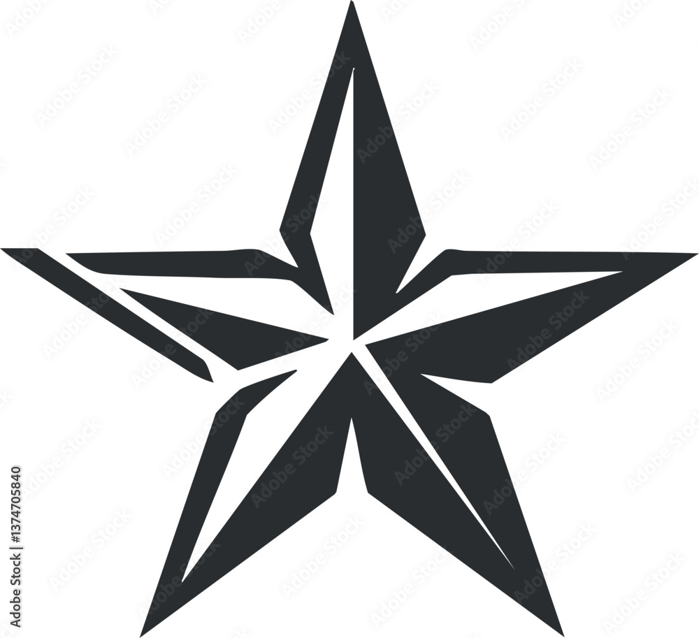 Aufkleber abstract geometric black star with sharp angles and modern design elements.