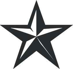 Black five-pointed star icon with a modern, geometric design for versatile graphic use.