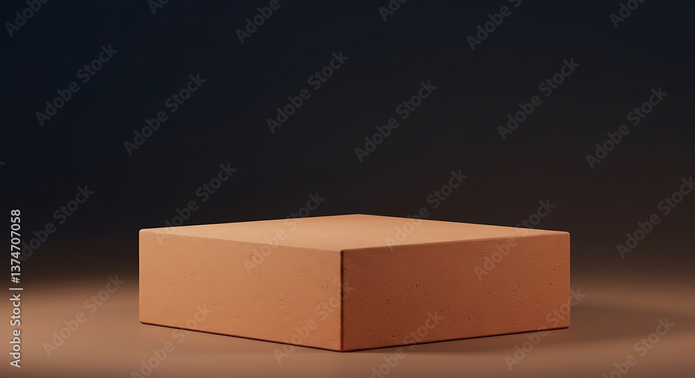 Poster isolated cube podium for product display against dark background