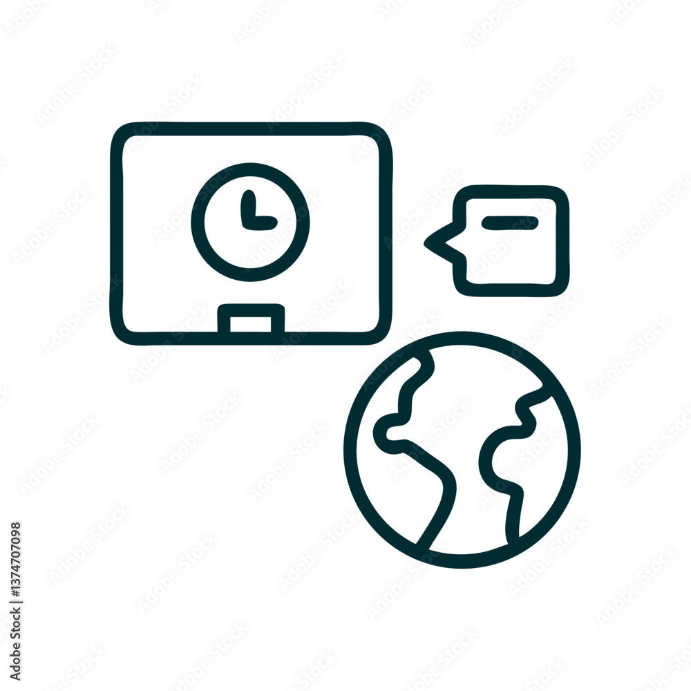 Poster digital clock icon representing global time