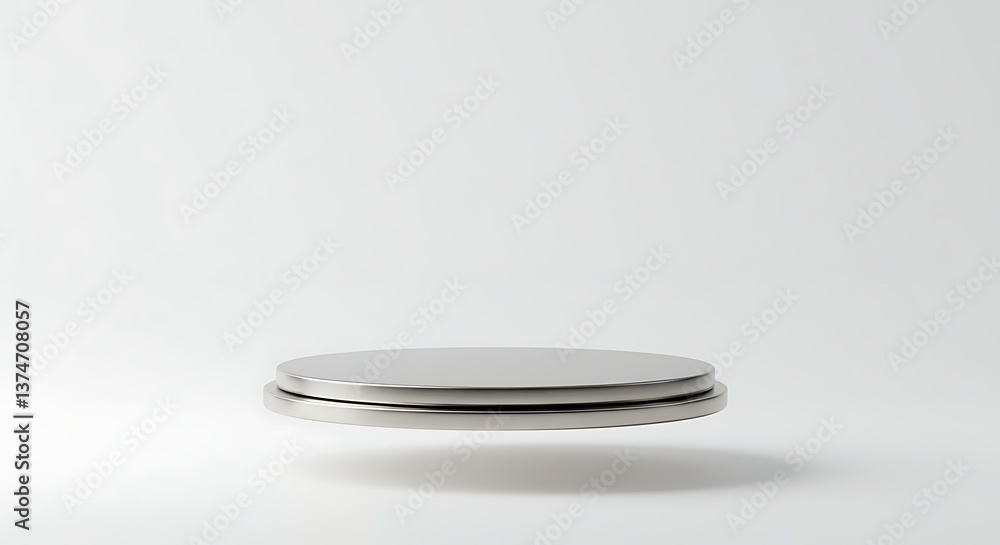 Aufkleber displaying product on simple round podium with clean minimalist background