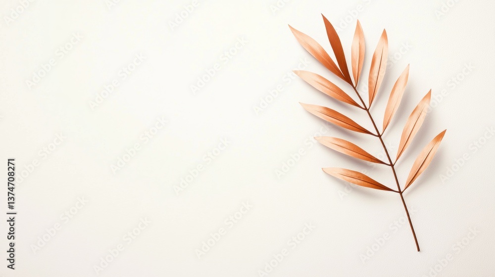 Aufkleber flat lay of a single leaf on a white background. the leaf is made up of multiple thin, pointed leave